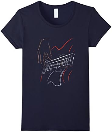 Women's Active Bass Guitar Rock Music T-shirt Graphic Guitar Player Large Navy