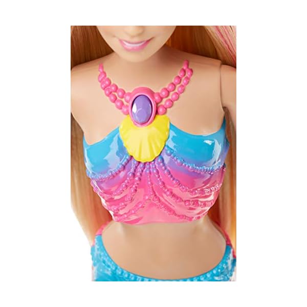 Barbie Meerjungfrau, Barbie Dreamtopia, Barbie Puppe in Regenbogen Farben mit Lichtershow, Spielzeug Badewanne, Spielzeug ab 3 Jahren, DHC40 – Bild 6