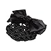 So Beauty Women's Classic Rhinestone Pleated Bowtie Snood Hair Net with French Barrette for Buns Black