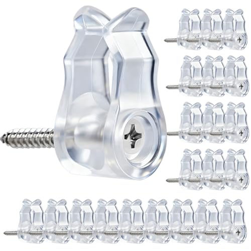 50 Stück Weihnachtslichter Haken mit Kreuzschlitz-Schraube, Haken zum Schrauben für Befestigung Lichterkette Außen, Lichterketten-Clips, Schraubhaken, Kabel & Christmas Decorations (Transparent) thumbnail 1