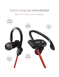 xplus Bluetooth auriculares con micrófono Bass cancelación de ruido, New Trent Bluetooth Sport HD Stereo Headset auriculares in ear auriculares con ganchos de oreja flexible, Rojo