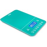 Ozeri Touch III 22 lb (10 kg) Digital Kitchen Scale with Calorie Counter in Tempered Glass, Teal Blue