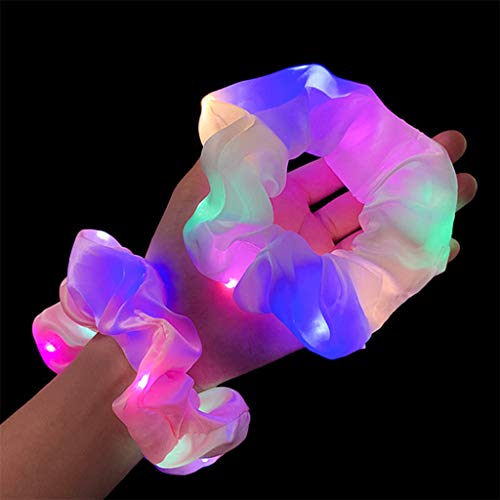 Hair Band, Fashion Tie-Dye Velvet Scrunchies with Hidden Pocket with LED Lamp Night Hairband for Halloween (D)