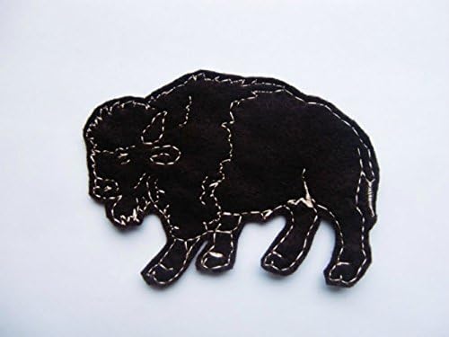 Buffalo iron on patch - brown felt - sew on applique - iron on transfer - embroidery - embellishment - bison - patches for jackets - patches for jeans