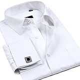 ZERDSKY Men's Solid Color French Cuff Dress Shirt(Cufflinks Included)