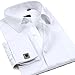 ZERDSKY Men's Solid Color French Cuff Dress Shirt(Cufflinks Included)