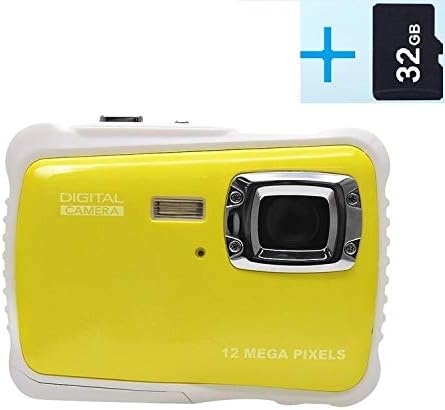RBIDELI Waterproof Digital Camera with 4x Digital Zoom 2-Inch LCD 12MP HD Video Underwater Camcorder for Children (Yellow)