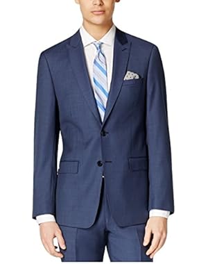 Calvin Klein Slim Navy Textured Two Button New Men's Sport Coat (44 Long)
