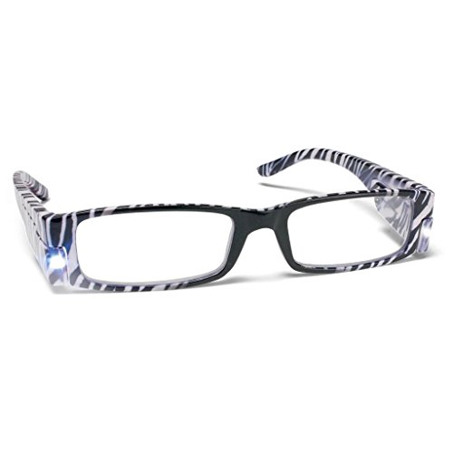 PS Designs 02152 - LED Zebra Frame +2.50 Lighted Reading Glasses