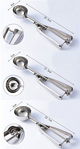 Emousport 3PCS/lot 4CM 5CM 6CM Kitchen Ice Cream Mash Potato Scoop Stainless Steel Spoon Spring Handle Kitchen Accessories