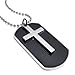 KONOV Army Style Dog Tag Cross Pendant Mens Necklace, Color Black Silver, 27 inch Chain