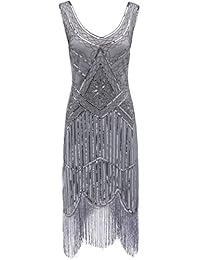 Coucoland vestido de mujer de los años 20 con cuentas de lentejuelas y accesorios Gatsby para fiesta