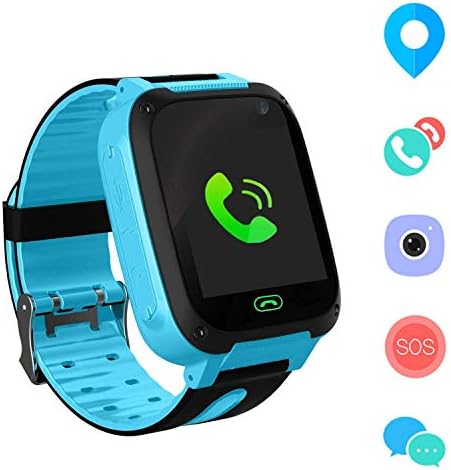 Jslai Kids Smart Watch Phone,LBS Tracker for 3-12 Year Old Boys Girls with Flashlight Camera Sim Card Slot Touch Screen Game for Childrens Gift Compatible for iOS and Android(Blue)
