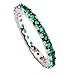 Psiroy 925 Sterling Silver Plated Simulated Emerald Quartz Eternity Stacking Ring for Women Band Size 7