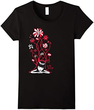 Womens Emily The Strange Flower Power Cat Nap T-Shirt Small Black