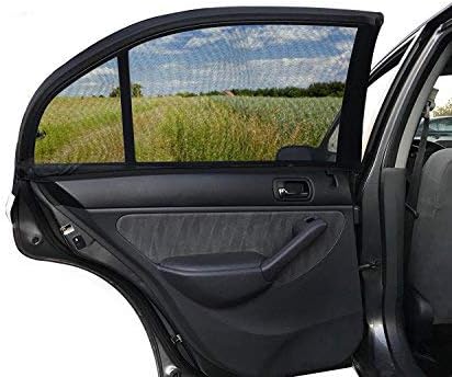 eSynic 2 Pack Car Sun Shade with Fixed Velcro Car Window Shade Mesh for Baby Women Kids Pet Breathable Sun Shade Net Backseat Fits Car Window Most Cars SUVs Extra Large Size