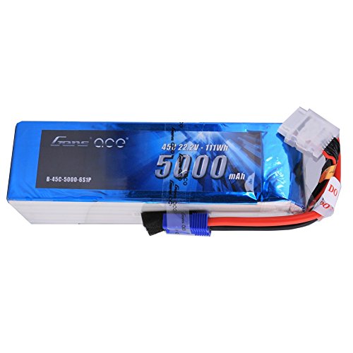 Gens ace LiPo Battery Pack 5000mAh 45C 6S 22.2V with EC5 Plug for 500 600 Helicopter