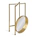 Kate and Laurel Celia Round Metal Foldable Accent Table with Mirror Tray Top, Gold