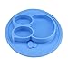 Kirecoo Baby Placemat Owl Silicone Feeding Plate for Toddlers, Easily Wipe Clean (Blue)