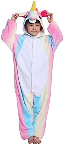 Halloween Cosplay Costume Unicorn Onesie Pajamas OnePiece Animal Outfit Homewear, Rainbow-2, Size110 for 41-45" height