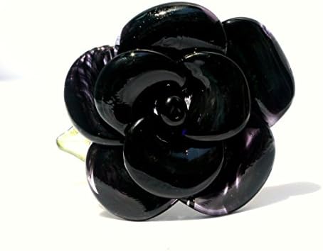 Black Long Stemmed Rose, Blown Glass Rose, Lampwork Art by Untamed Rose