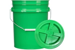 House Naturals 5 Gallon Food Grade Plastic Bucket with Air Tight Screw on Lid Made in USA Container (Green Bucket with Green Lid)