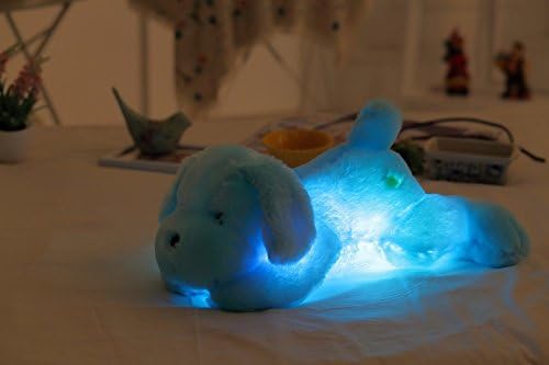 Colorful Puppet Glowing Plush Toys LED Stuffed Animal Puppy Dog Toy Novelty Night Light Toys Gifts for Kids (White)