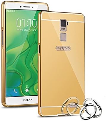 TYDEUS Luxury Metal Aluminum Bumper for OPPO R7 Plus Case Detachable + Mirror Hard Back 2 in 1 Cover Ultra Thin Frame Gold