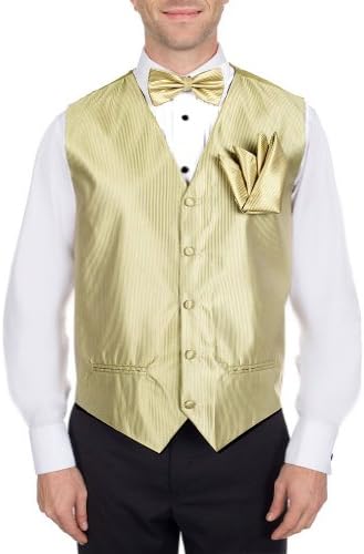 Light Olive Formal Vest with Bow Tie and Pocket Square Set