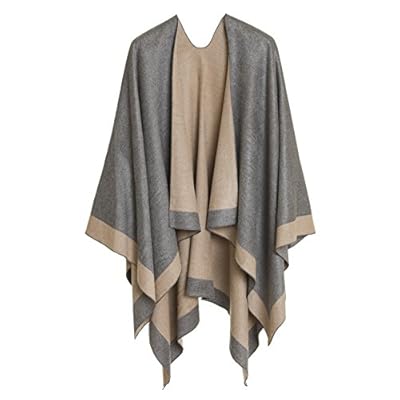 Women's Shawl Wrap Poncho Ruana Cape Cardigan Sweater Open Front for Fall Winter