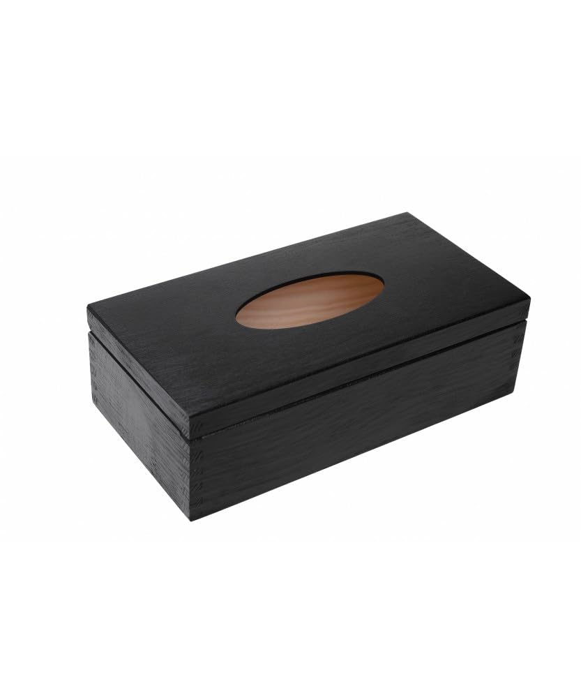 Wooden World - Tissue holder stylish wooden tissue box opened from the top - Black