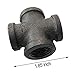IBEUTES 4pcs Black Malleable Iron Cast Pipe Fitting 1/2