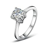 Yoursfs Dainty Solitaire Engagement Rings for Her 18k White Gold Plated Wedding Jewelry Rings Women CZ Rings Anniversary Gift