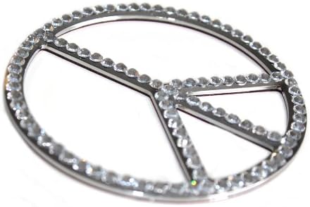 Hotblings Bling Crystal ~ Peace Sign ~ Chrome Plated AUTO Decal Sparkle Sign Made w/Swarovski Crystals