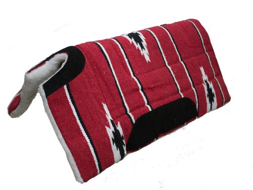 Tahoe Tack Navajo Cutback Saddle Pad with Fleece Padding, 32" x 32", Red