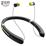 Bluetooth Headphone Wireless Neckband Headset - Lightweight Sweatproof Sport Earphones w/Mic Call Vibrate Alert, Retractable Earbuds for Android Cellphone Tablets TV More