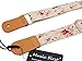 MUSIC FIRST Original Design “Rosa Multiflora in Cream” Soft Muslin & Genuine Leather Ukulele Strap Ukulele Shoulder Strap