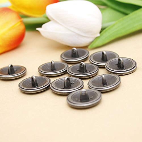 NUOMI 50 Pcs Antique Metal Shank Buttons, Vintage Shank Buttons for Crafts Projects, Coat, Jackets, Flower Pattern Engraved Metal Sewing Buttons 23mm - Thumbnail 3