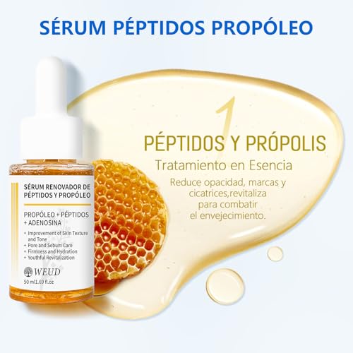 WEUD Skin Care Coreano 4 En 1 Kit, con 1 Crema Hidratante Niacinamida + 1 Tonico Hidratante 5X Vitamina C Activa + 1 Serum Centella Asiatica + 1 Serum Péptidos Propóleo, para Todo Tipo de Piel