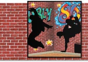 Amazon Com 80s Eighties Photo Background Party Bundle Includes Brick Walldrop Graffiti Props And Break Dancer Props Home Kitchen