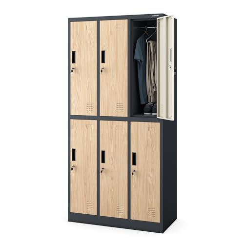 Jan Nowak Umkleideschrank Metall, Spindschrank mit 6 Fächern, abschließbar