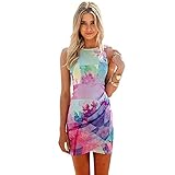 Fedi Apparel Women Sleeveless Sundress Cocktail Party Mini Floral Printed Dress