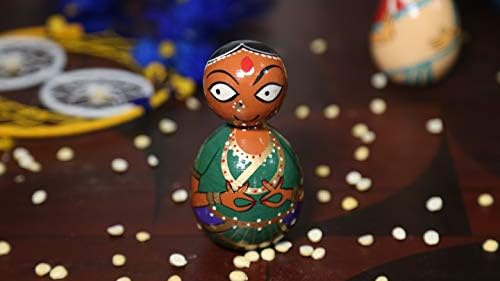 5” Hand Painted Wooden Bharatanatyam Dancer | Wooden Indian Classical Dancer Doll.