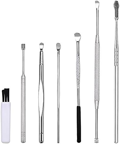 7 pcs Ear Picks Earwax Removal Care Kit, Ear Hygiene Care Sets Stainless Steel Ear Cleaning Tool included a Small Cleaning Brush, Box Package from Ruizsh (7)