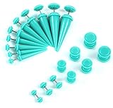 Fake Taper Kit 20 Pieces Aqua Fake Tapers and Plugs 2G-00G Fake Stretching Kit Look 4mm-10mm