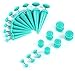 BodyJ4You Fake Taper Kit 20 Pieces Aqua Fake Tapers and Plugs 2G-00G Fake Stretching Kit Look 4mm-10mm