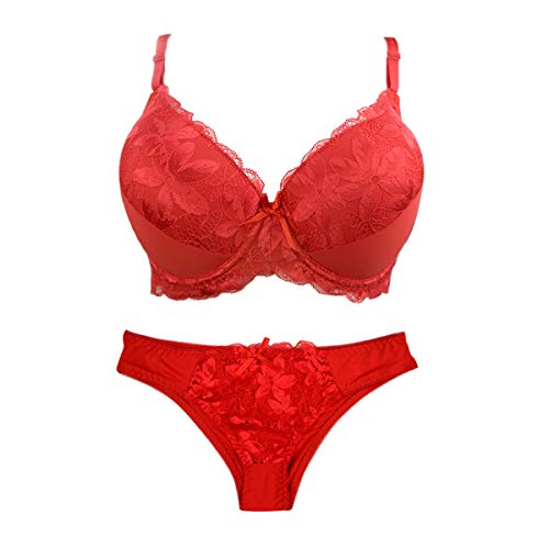 Push Up Bras for Women Lace Bra and Panty Set Lingerie Sets Ladies Padded Underwire Bras 34B-46DD Cup