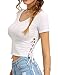 Haola Women's Summer Fashion Lace Up Side Crop Tops Short Tees Girls T Shirts