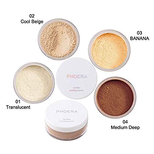 PHOERA Face Powder, Funfunman Loose Face Powder Translucent Smooth Setting Foundation Makeup, Lightweight, Long Lasting,1.02 Oz (#02 Cool Beige)
