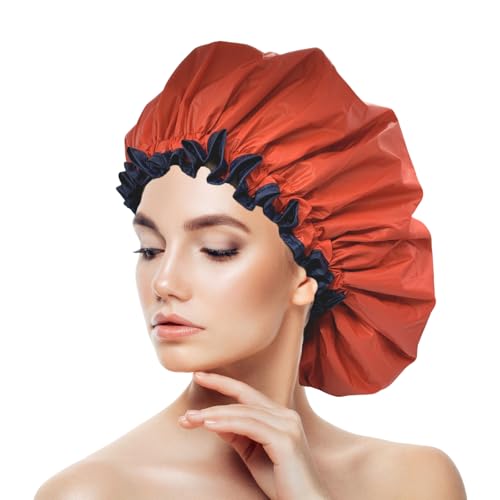 ELEBOX Premium Collection Super Jumbo Shower Cap for Braids Double-Layer Satin Waterproof Reusable Bonnet Sleep Cap